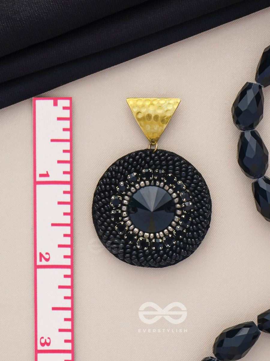 Ratnaratri - Gem Studded Night - Beads And Stone Embroidered Earrings