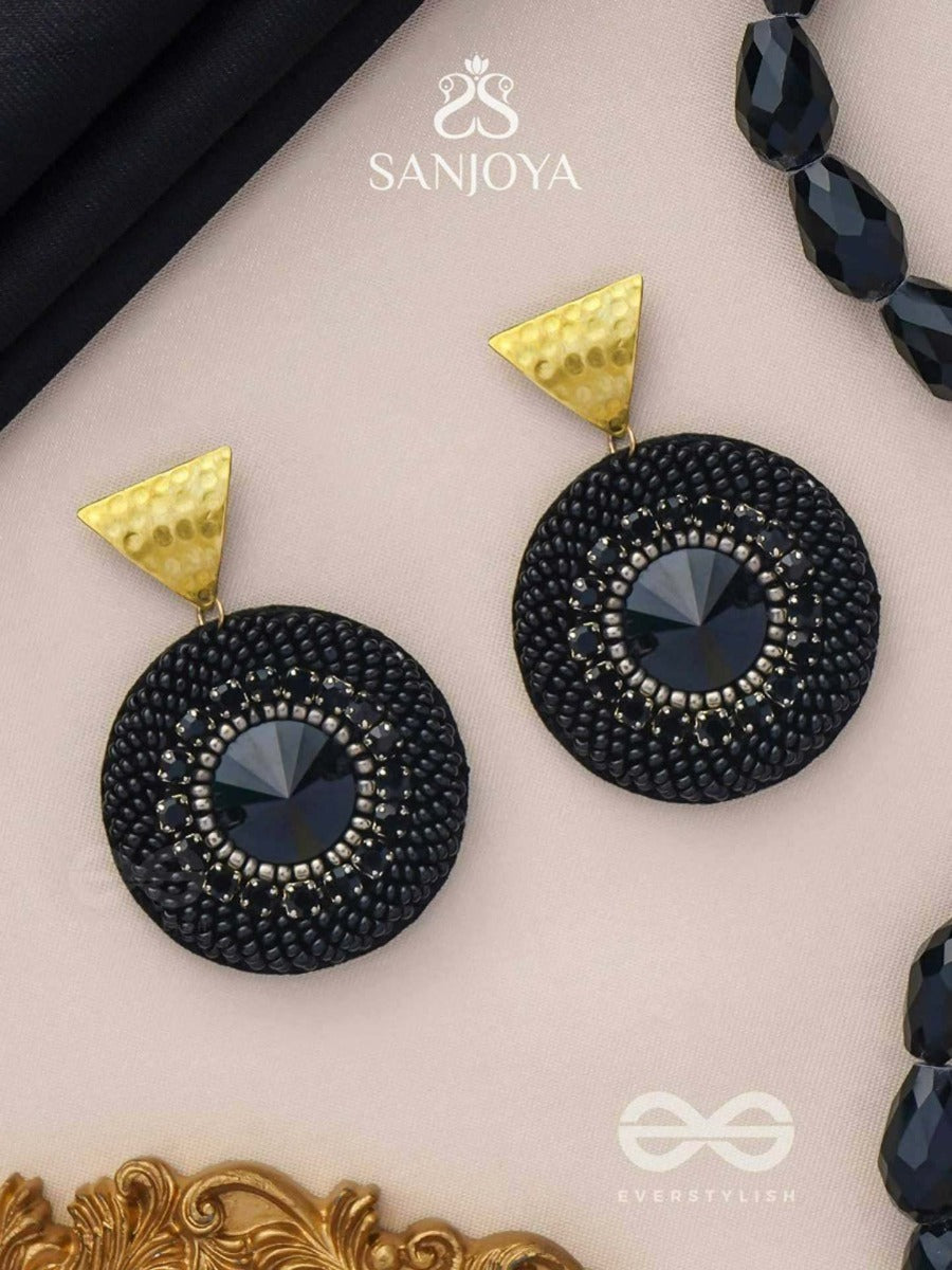 Ratnaratri - Gem Studded Night - Beads And Stone Embroidered Earrings