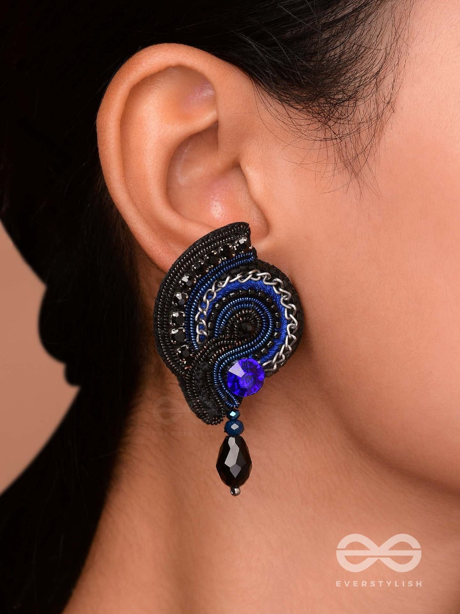 Asulabha - Treasure Beyond Reach - Beads, Stone And Glass Drop Embroidered Earrings