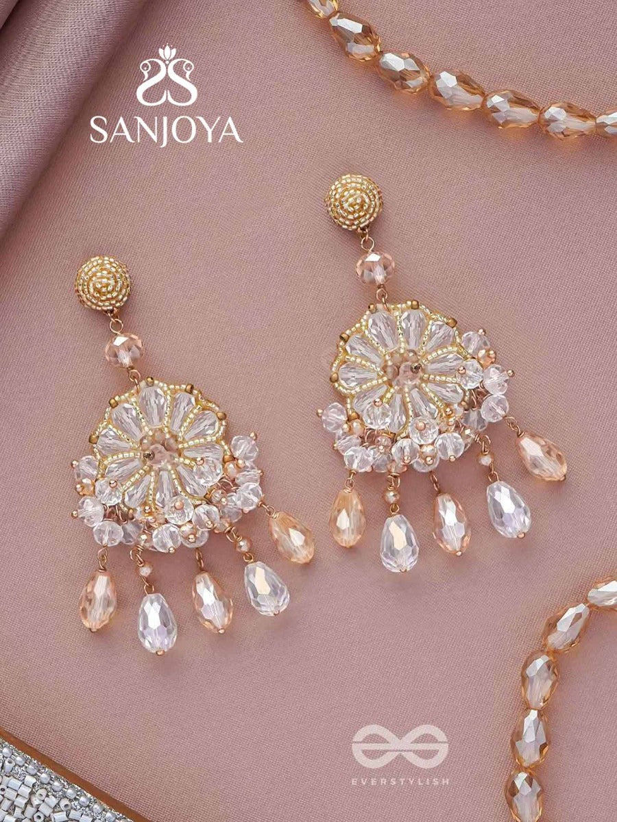 Prasanna - The Pure - Beads And Glass Drops Embroidered Earrings