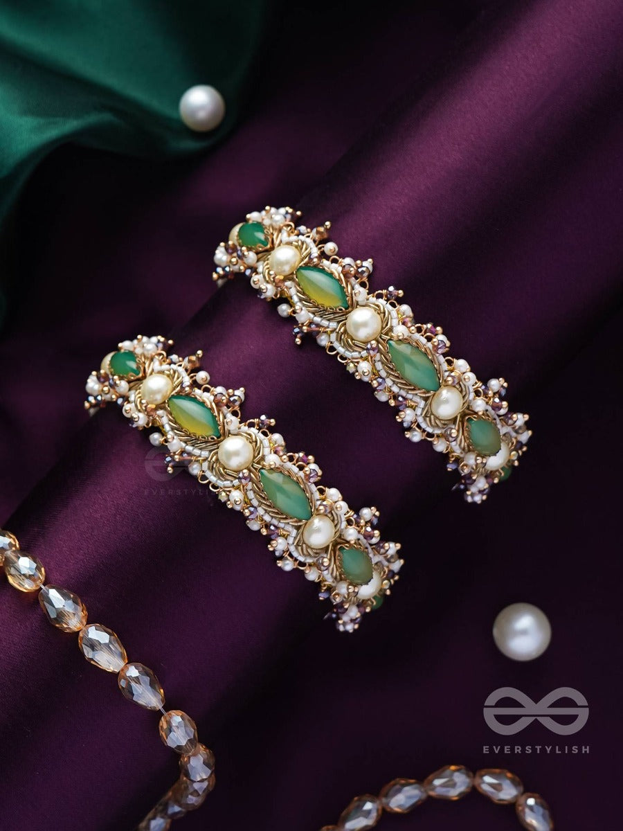 Parivaha - A Royal Treasure - Stone And Beads Embroidered Bangles (Set Of 2)
