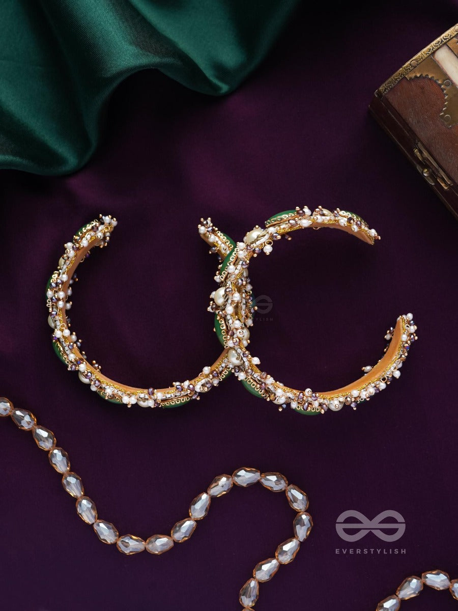Parivaha - A Royal Treasure - Stone And Beads Embroidered Bangles (Set Of 2)