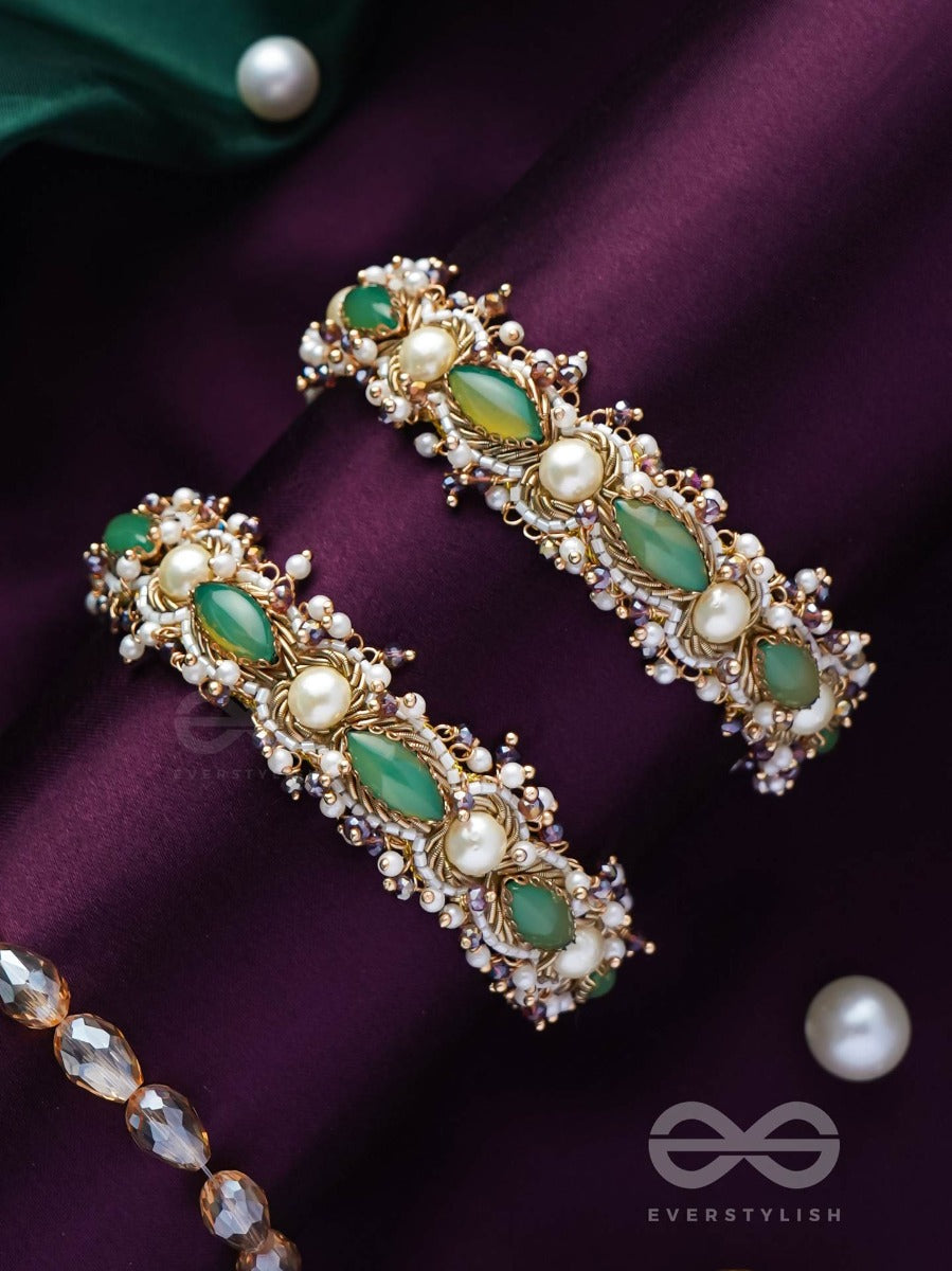 Parivaha - A Royal Treasure - Stone And Beads Embroidered Bangles (Set Of 2)