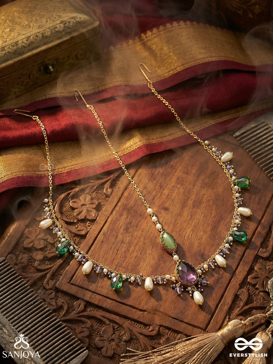 Sibira - Supreme Royalty - Stone, Beads And Glass Drops Embroidered Maangtika