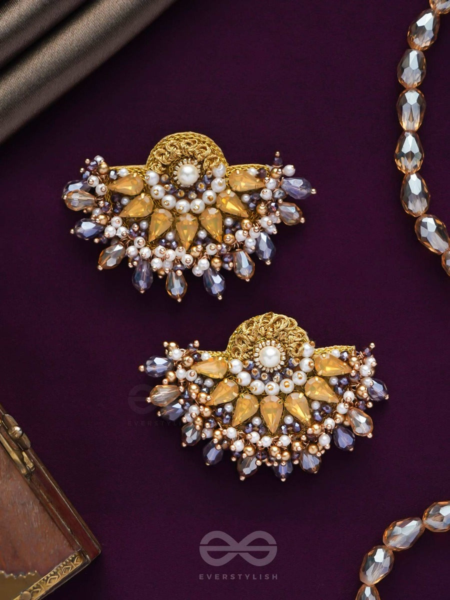 Pushpavalli - Treasures Of Garden - Pearls, Stone And Beads Embroidered Earrings