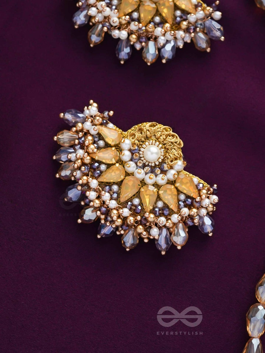 Pushpavalli - Treasures Of Garden - Pearls, Stone And Beads Embroidered Earrings