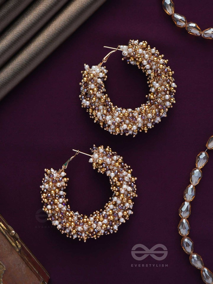 Vilokita - The Shining Garlands -Beaded Hand Embroidered Hoop Earrings