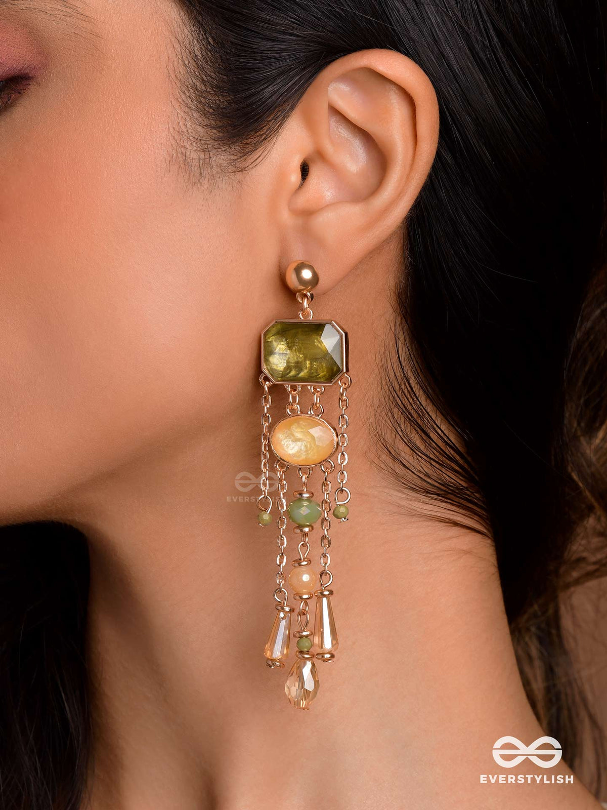 The Emerald Canopy - Embellished Drop Earrings