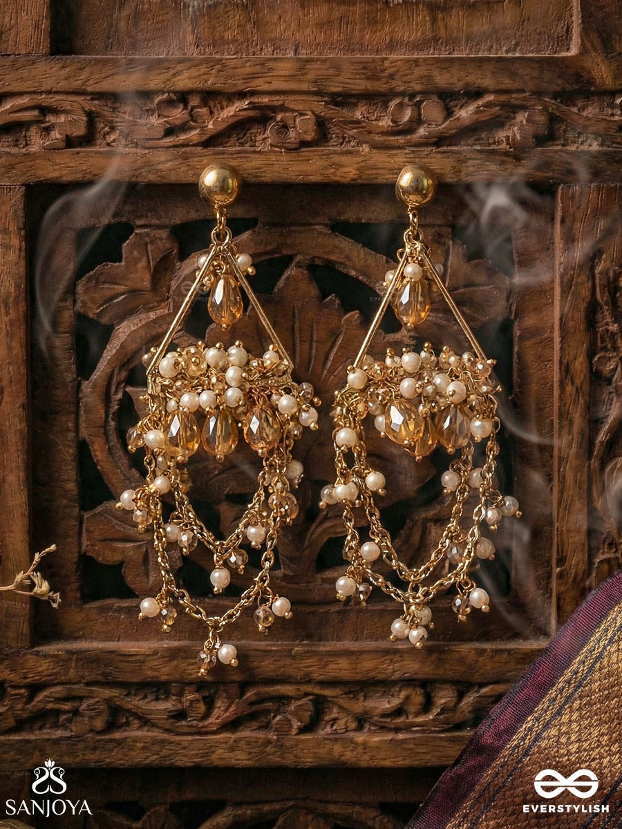 Abhrita - The Gleaming Layers - Golden Embellished Earrings