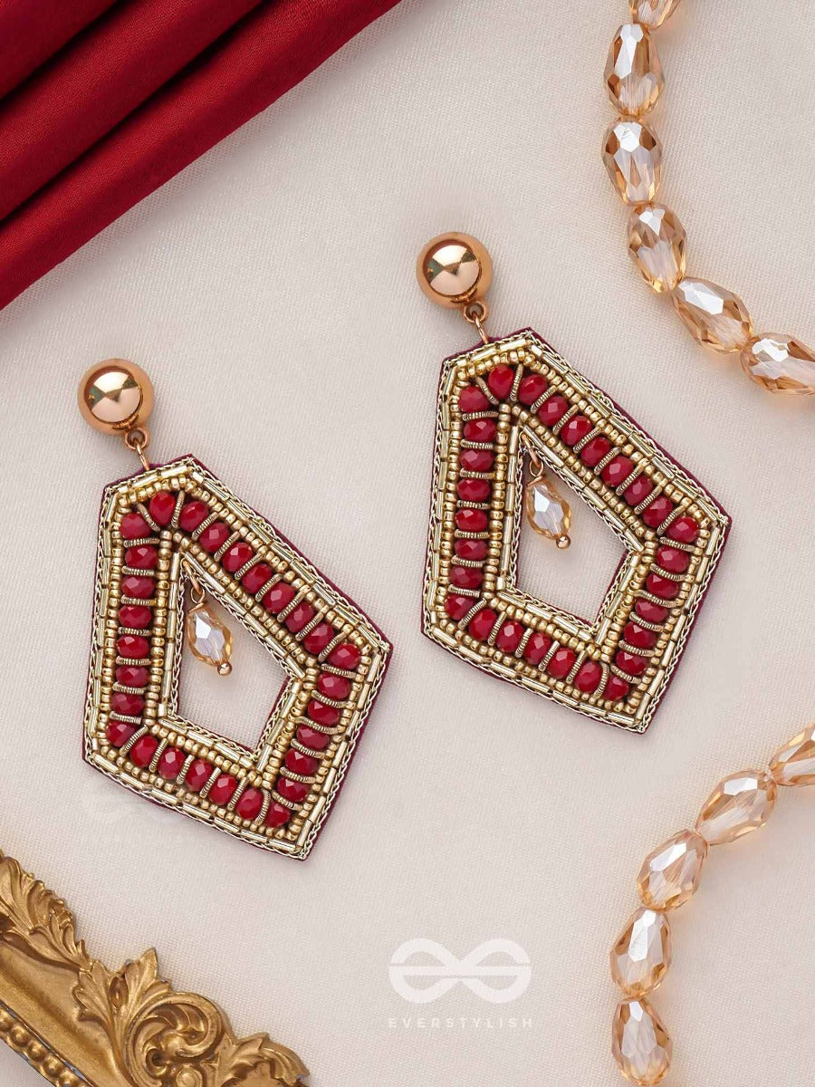 Predha - Classic Allure - Beads And Glass Drop Embroidered Earrings