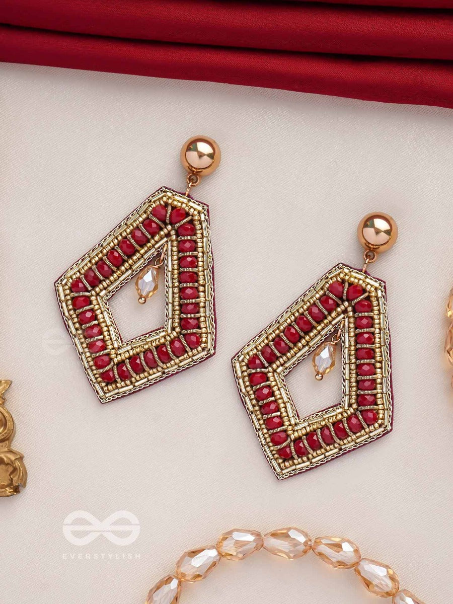 Predha - Classic Allure - Beads And Glass Drop Embroidered Earrings