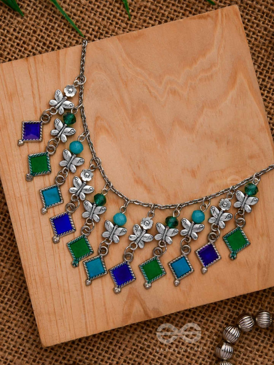 The Butterfly Ballerina - Beaded Oxidised Enamelled Necklace