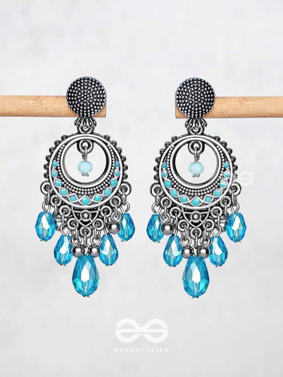 The Sky Sway - Embellished Oxidised Earrings