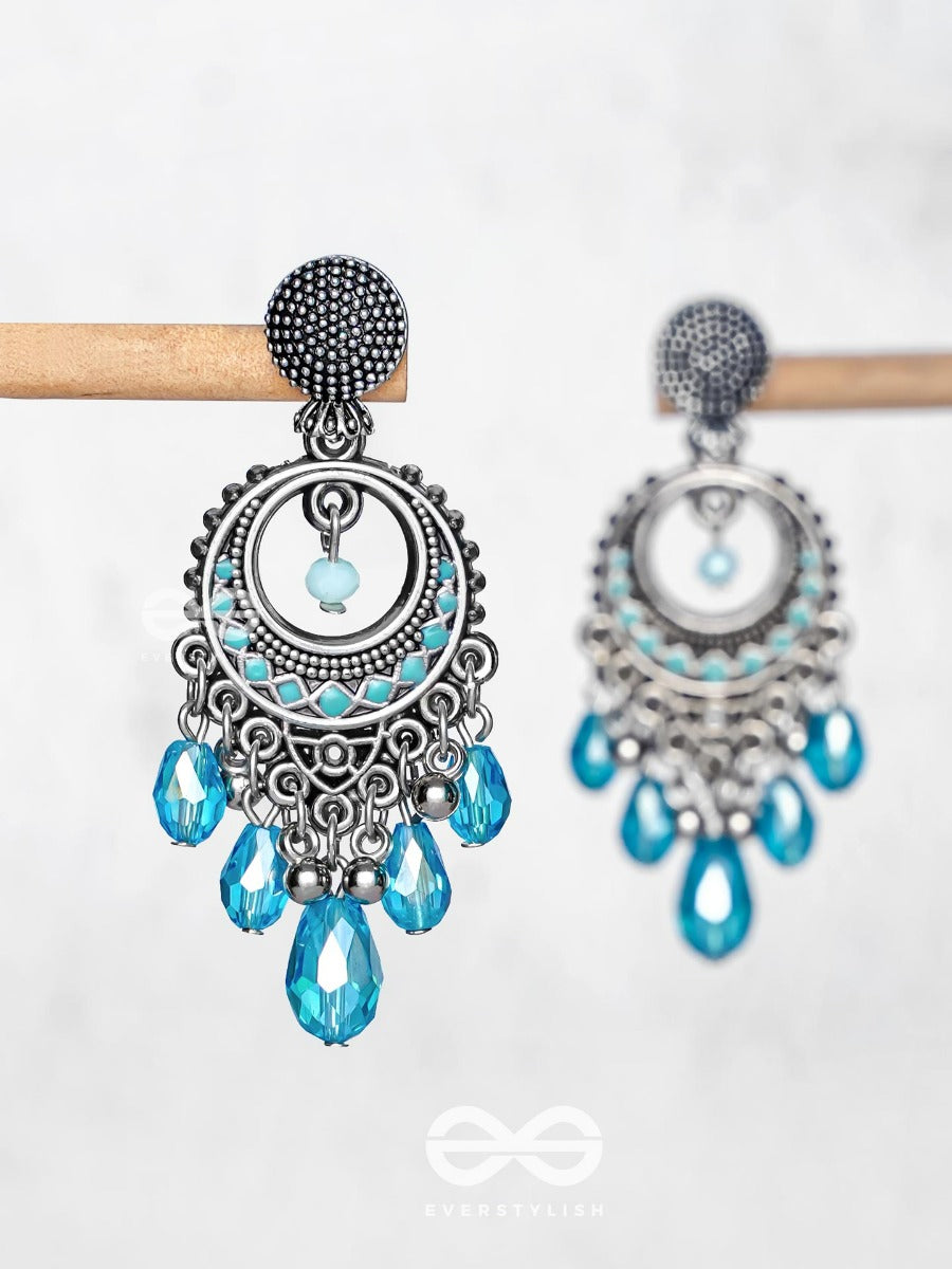The Sky Sway - Embellished Oxidised Earrings