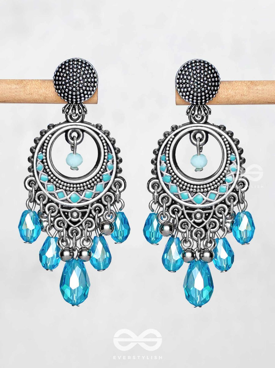 The Sky Sway - Embellished Oxidised Earrings