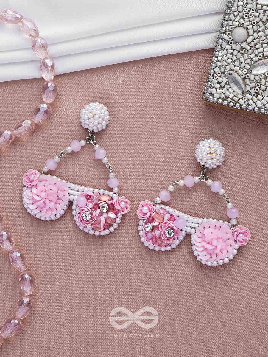 Upanetram - The Beautiful Spectacles - Sequins, Pearls And Beads Hand Embroidered Earrings