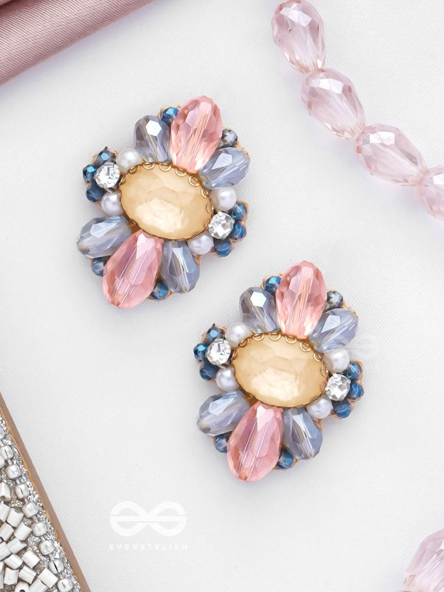 Visheshavali - The Exquisite Pick -Stone, Pearls And Beads Embroidered Stud Earrings