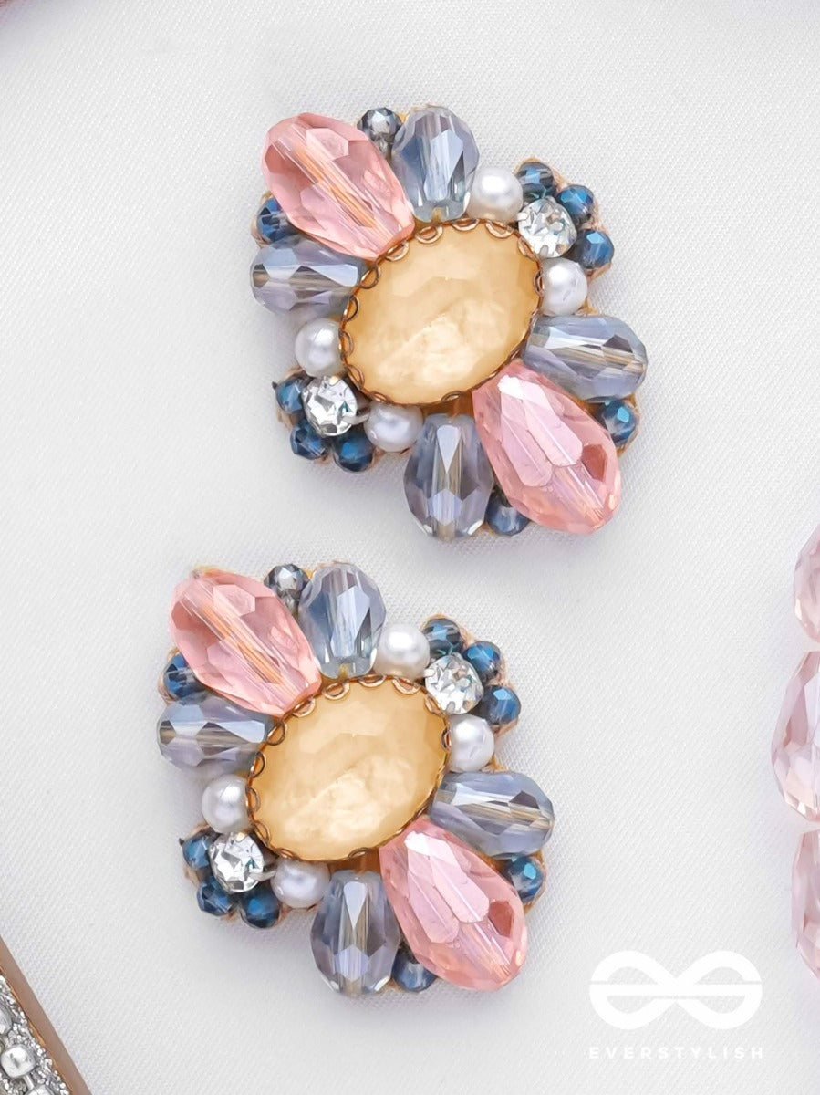 Visheshavali - The Exquisite Pick -Stone, Pearls And Beads Embroidered Stud Earrings