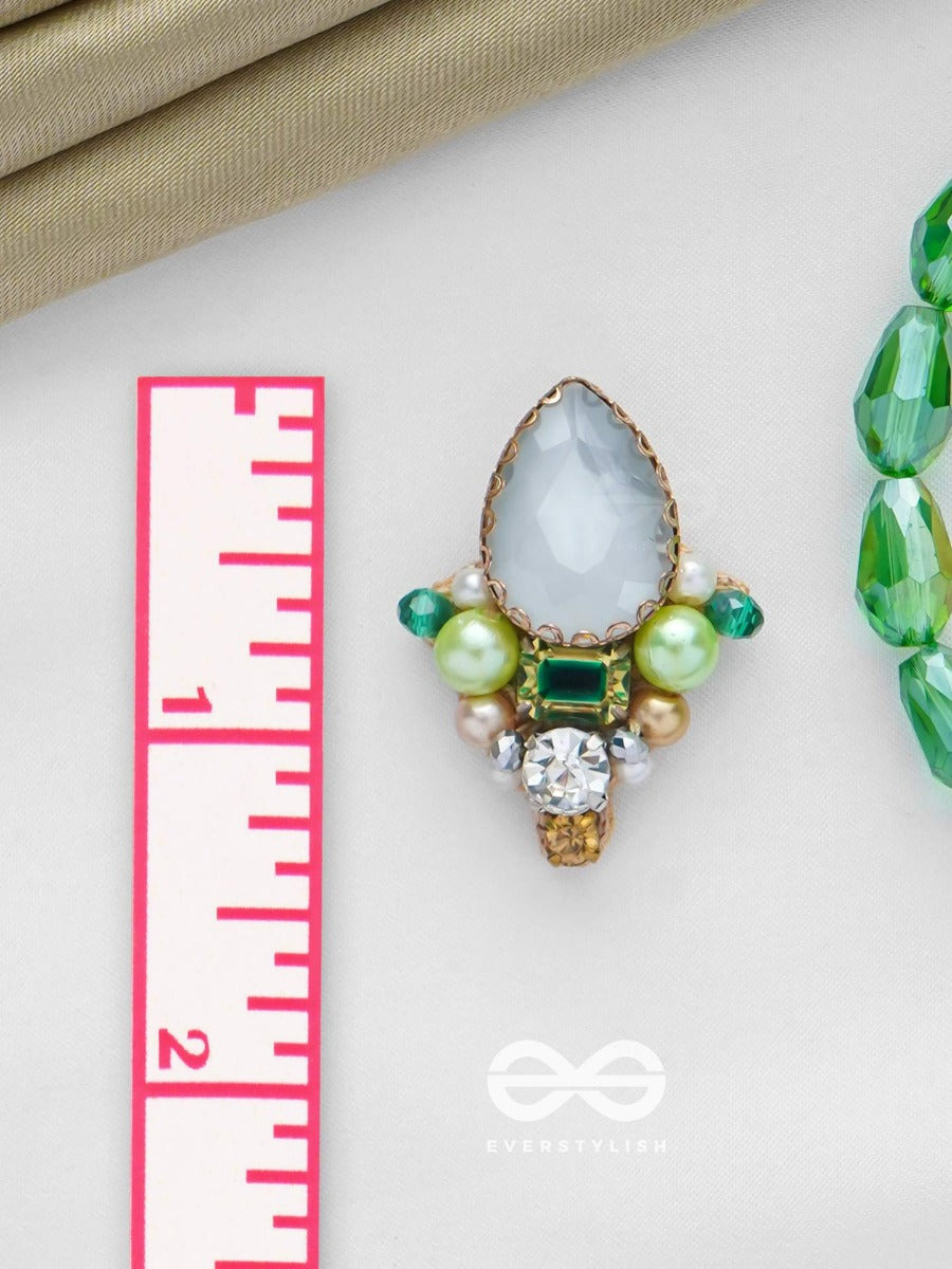 Avadani - Soft Silver Hush - Stones, Beads And Pearls Embroidered Earrings