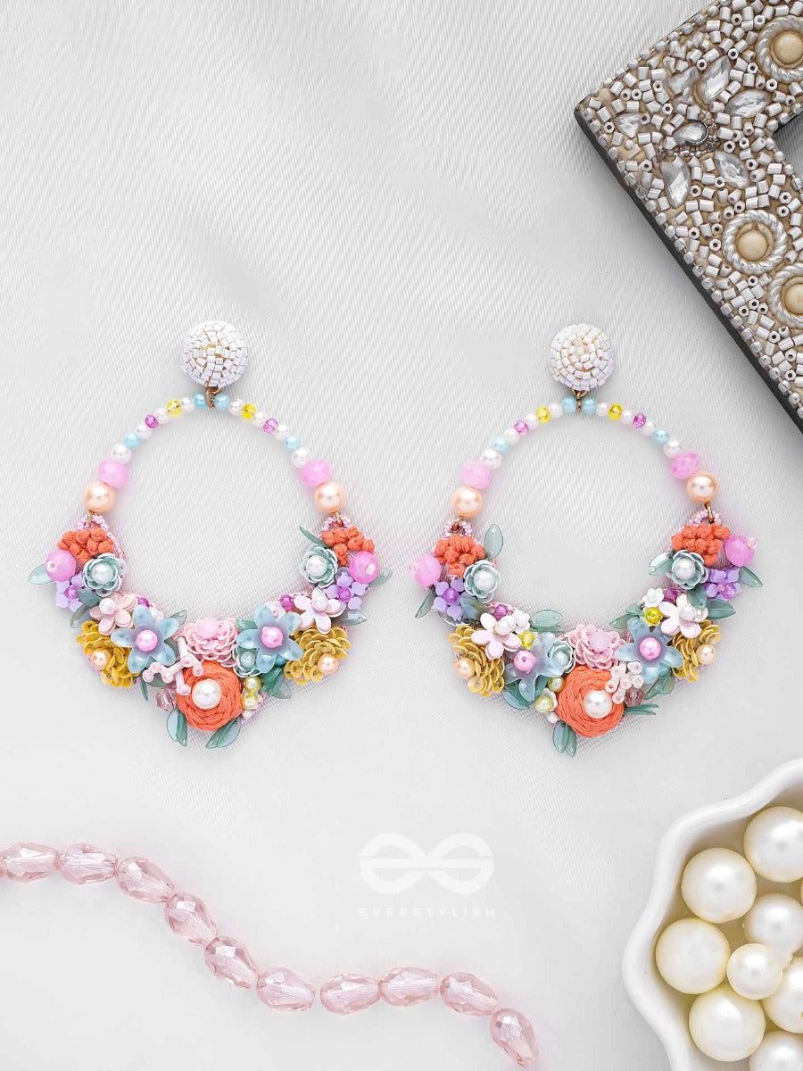 Apanidra - The Floral Beauty - Sequins, Beads And Pearls Embroidered Earrings