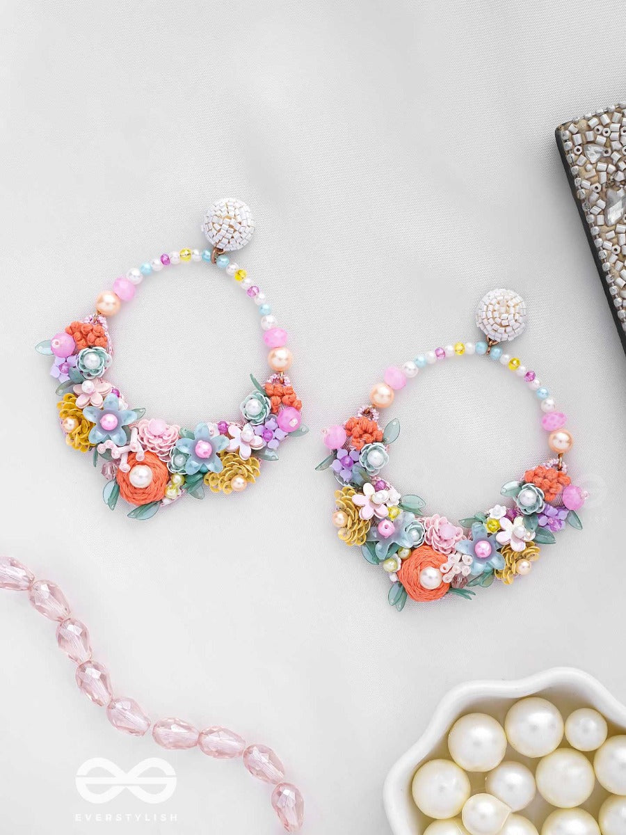 Apanidra - The Floral Beauty - Sequins, Beads And Pearls Embroidered Earrings