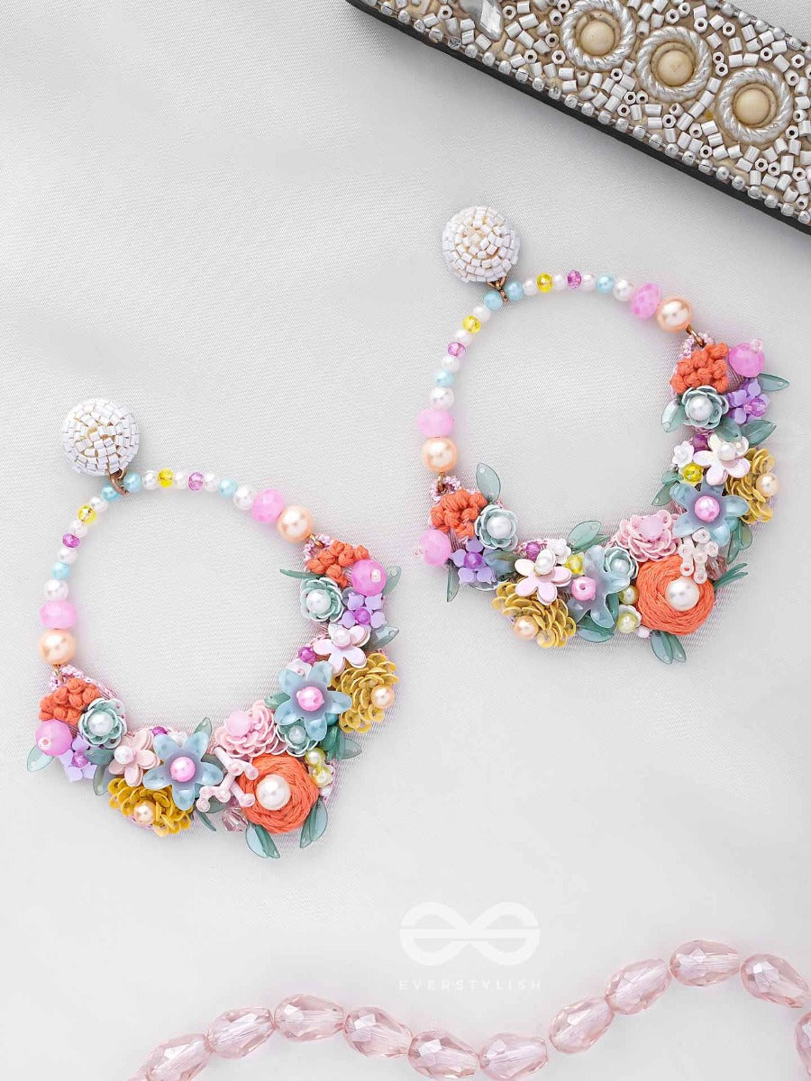 Apanidra - The Floral Beauty - Sequins, Beads And Pearls Embroidered Earrings