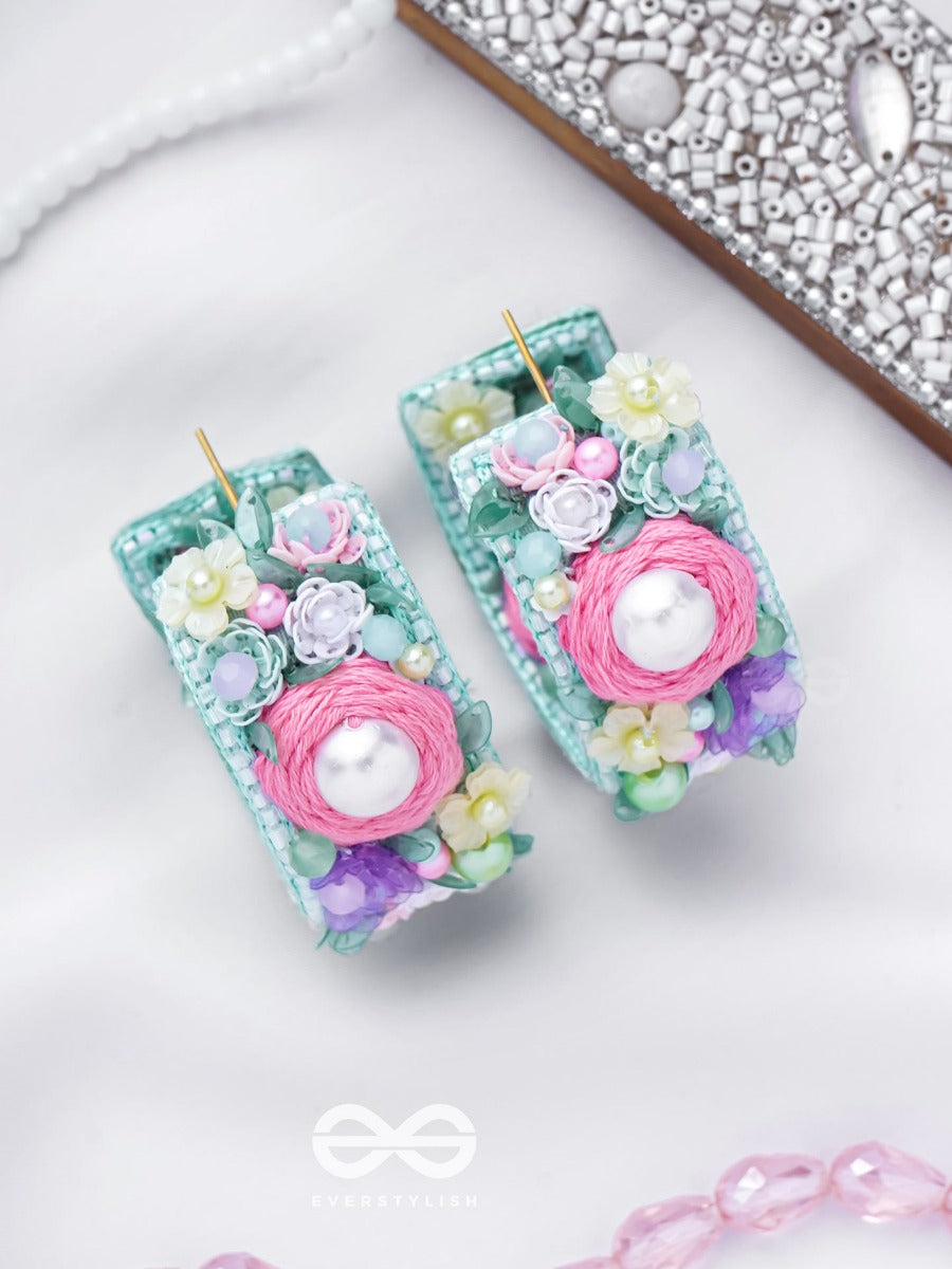 Abhicharini - The Enchantress Bouquet - Sequins, Pearls And Beads Embroidered Earrings