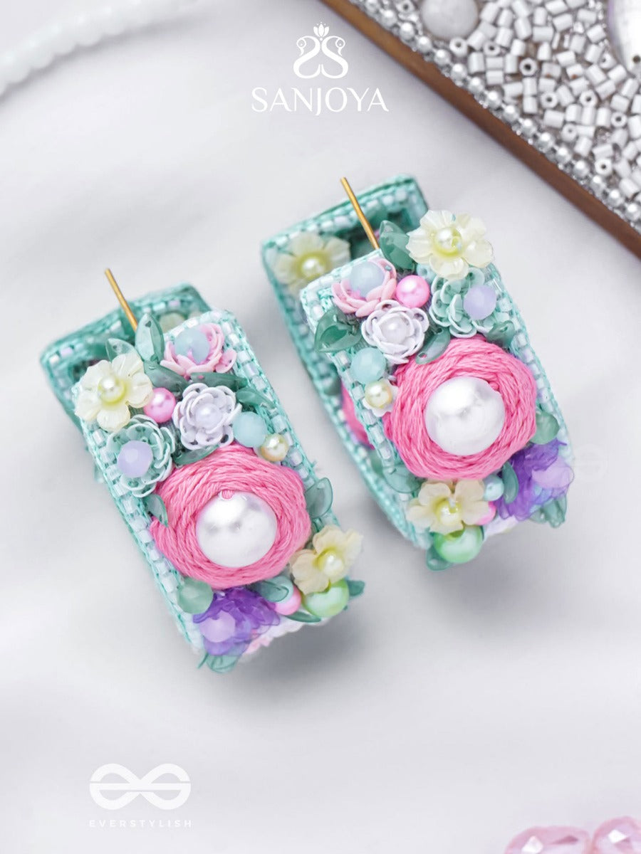 Abhicharini - The Enchantress Bouquet - Sequins, Pearls And Beads Embroidered Earrings
