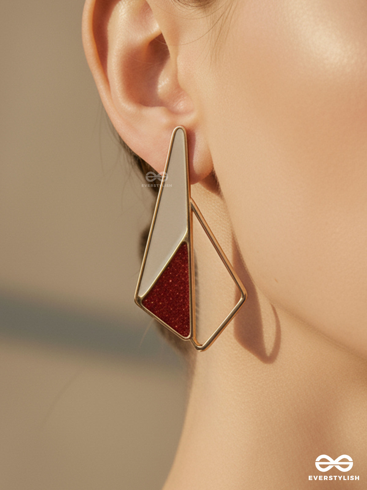Sleek Scarlet Shadows - Casual Enameled Earrings