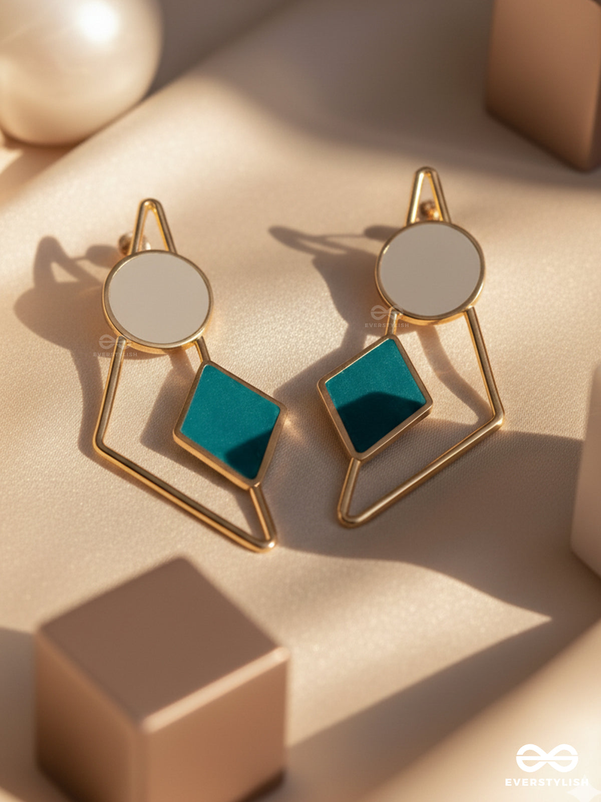 The Elegant Apex - Golden Enameled Earrings