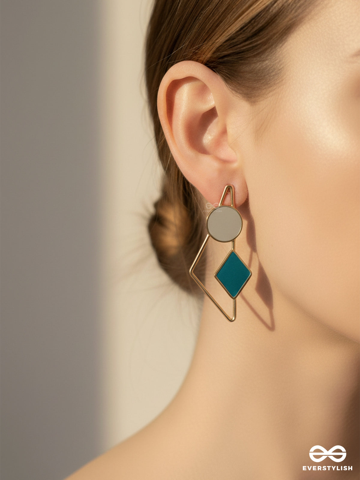 The Elegant Apex - Golden Enameled Earrings