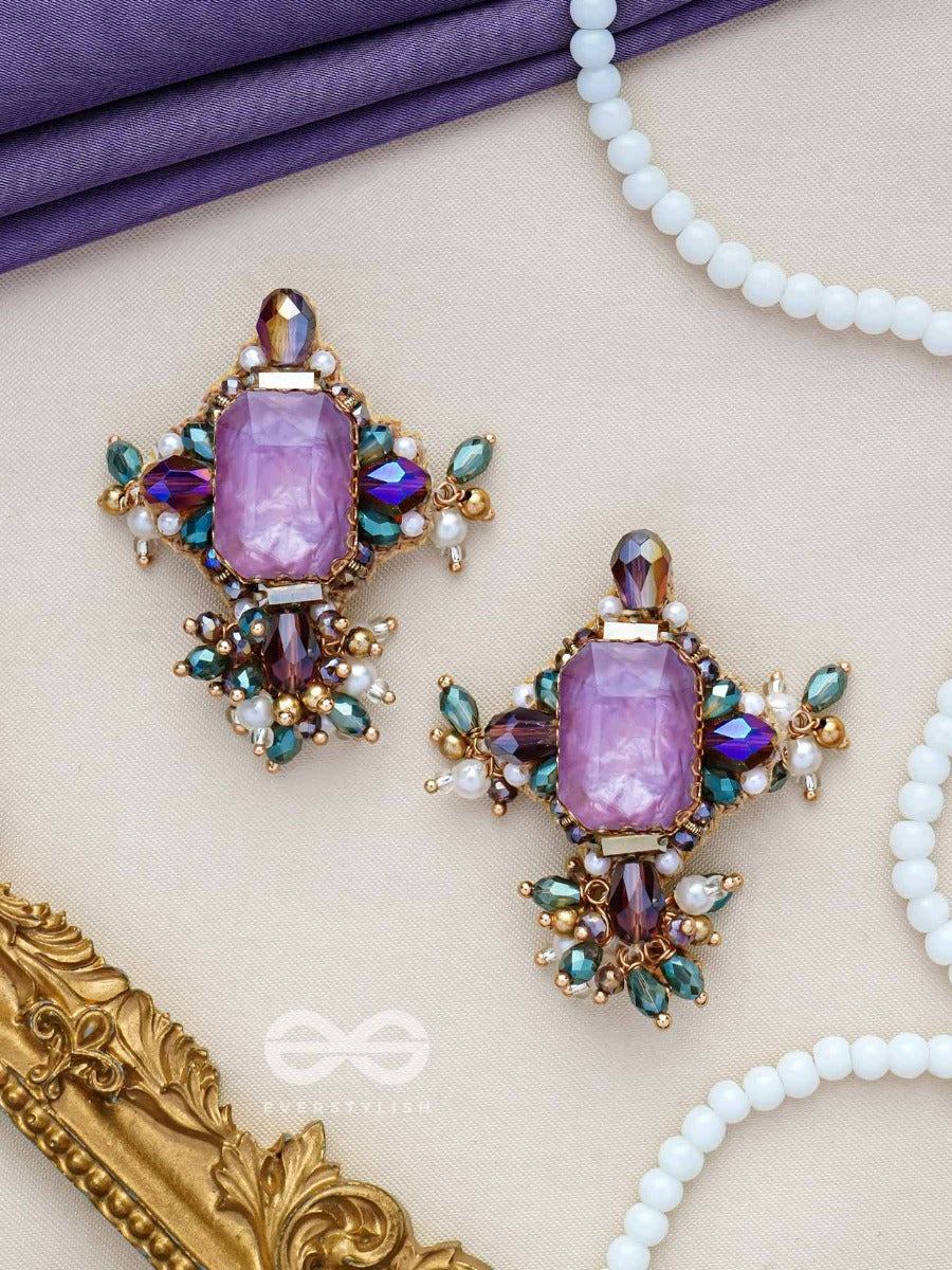 Shileya - The Crystal Harmony - Stone And Beads Embroidered Earrings
