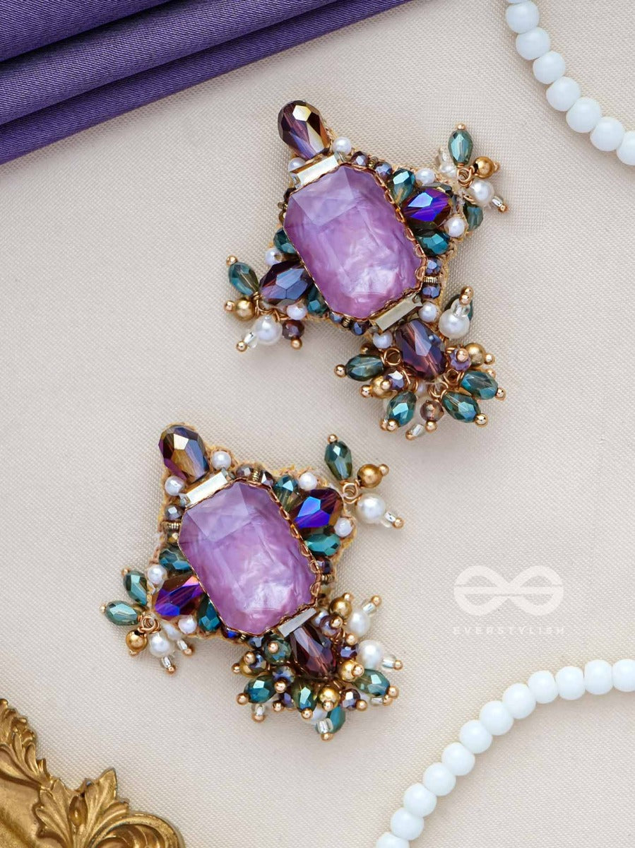 Shileya - The Crystal Harmony - Stone And Beads Embroidered Earrings