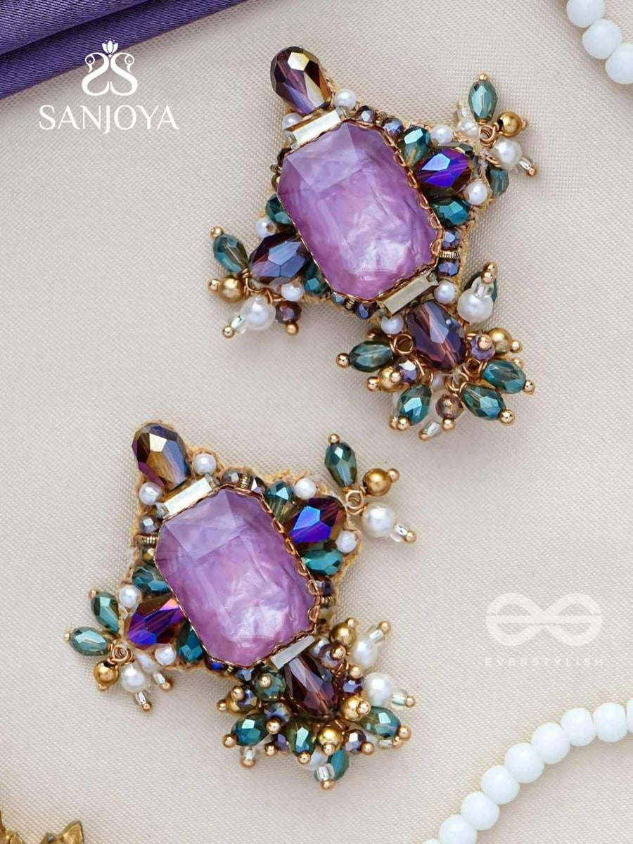 Shileya - The Crystal Harmony - Stone And Beads Embroidered Earrings