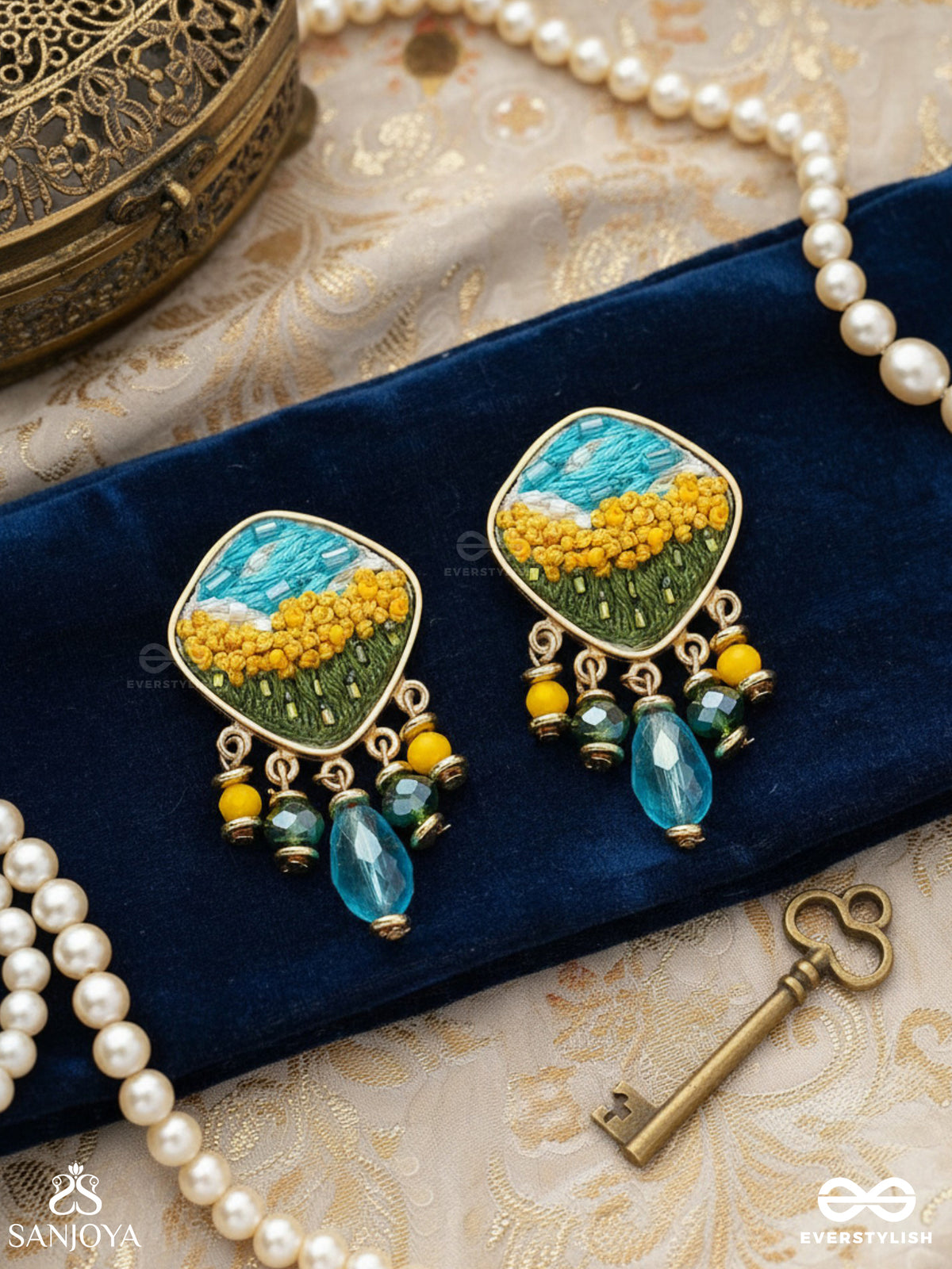 Adhita - The Blooming Nature - Resham And Beads Embroidered Earrings