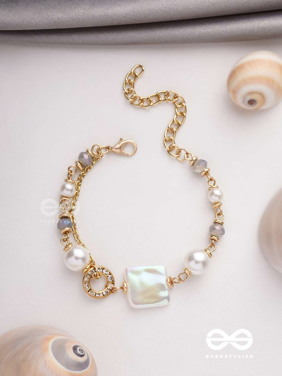 Classic Ivory Allure - Golden Embellished Bracelet With Anti Tarnish Coating