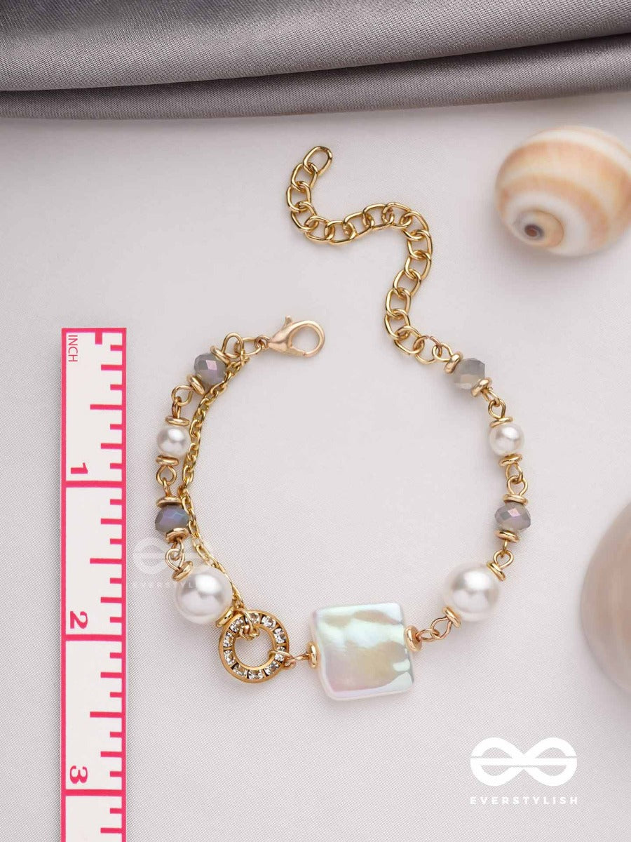 Classic Ivory Allure - Golden Embellished Bracelet With Anti Tarnish Coating