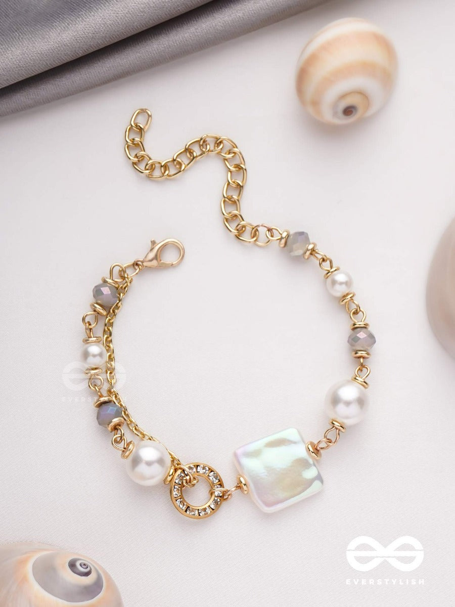 Classic Ivory Allure - Golden Embellished Bracelet With Anti Tarnish Coating