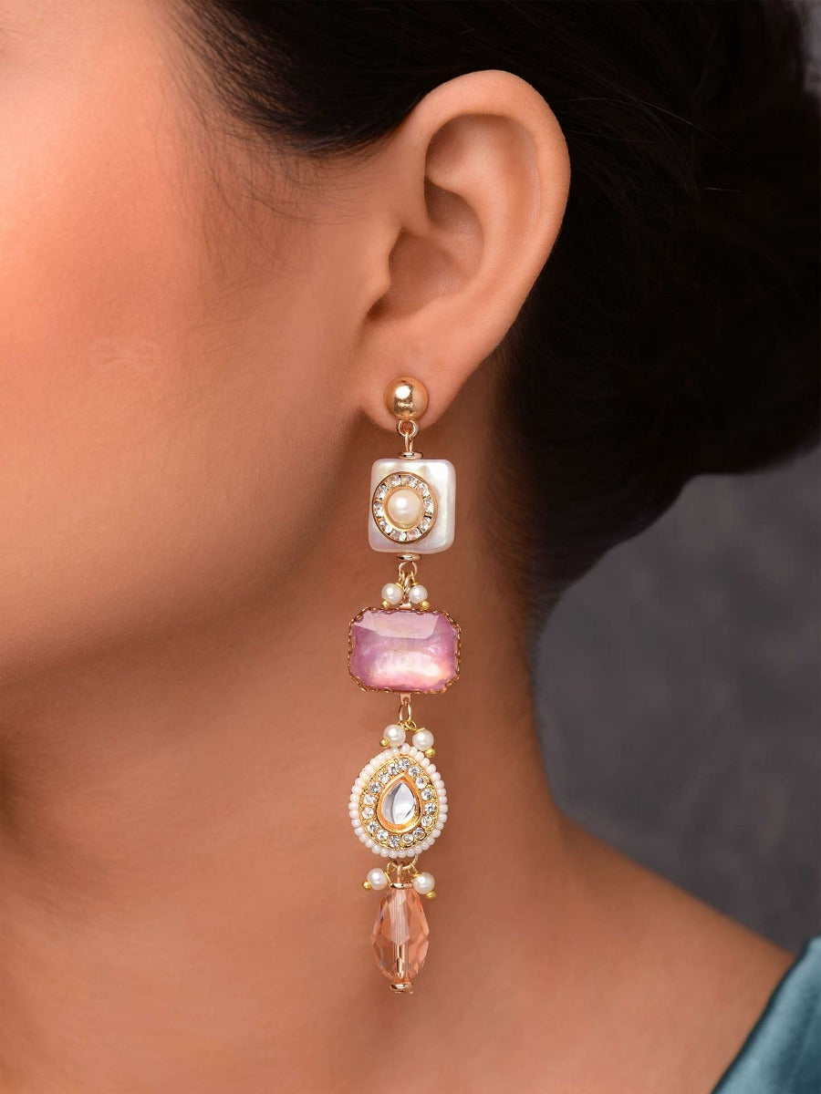 The Dreamy Dazzles - Golden Embellished Earrings