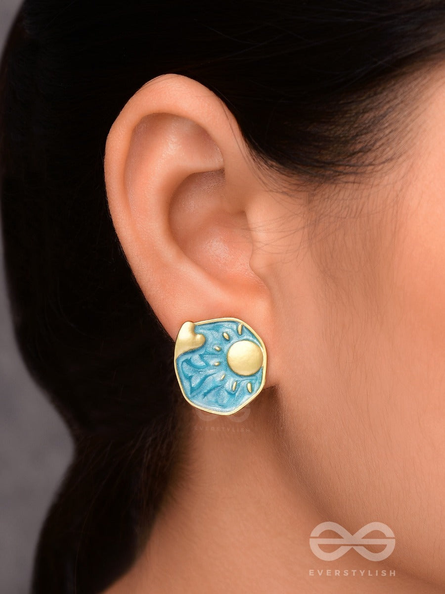 Daydreams & Nightskies - Golden Enamelled Stud Earrings