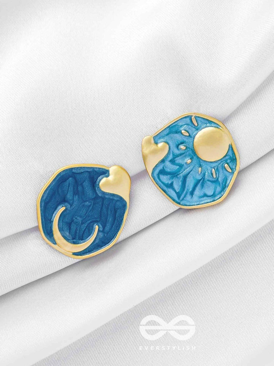 Daydreams & Nightskies - Golden Enamelled Stud Earrings