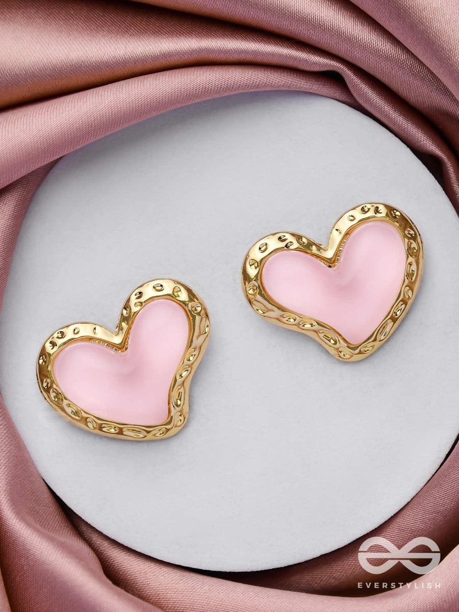 Beats Of Beauty - Golden Embellished Earrings (Pink)