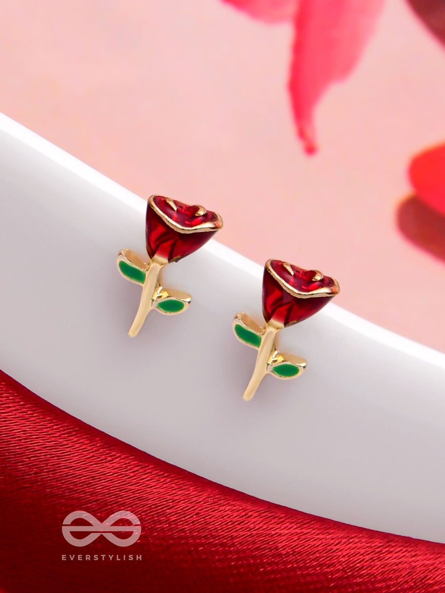 Rosy Posy Sparklers - Golden Stud Earrings