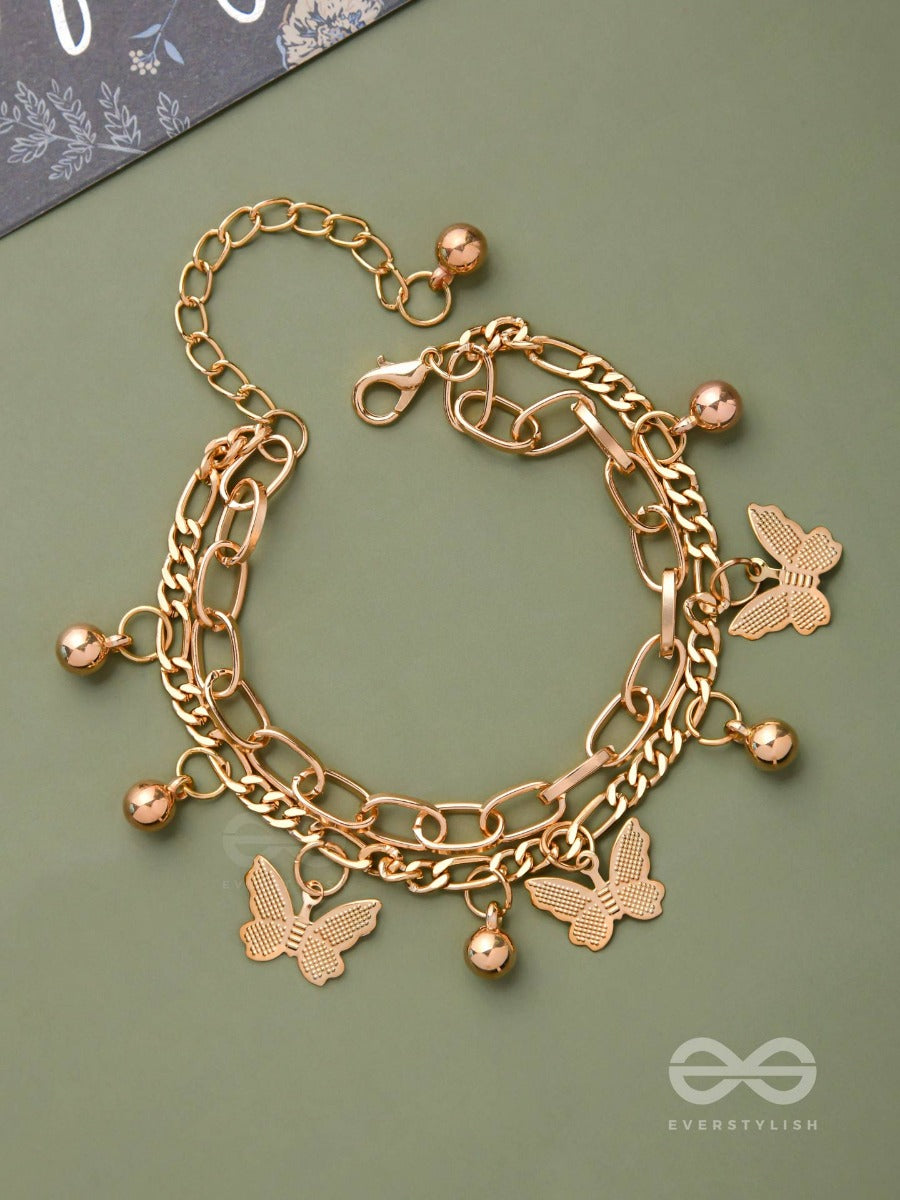 Whispering Butterfly - Golden Multilayered Bracelet