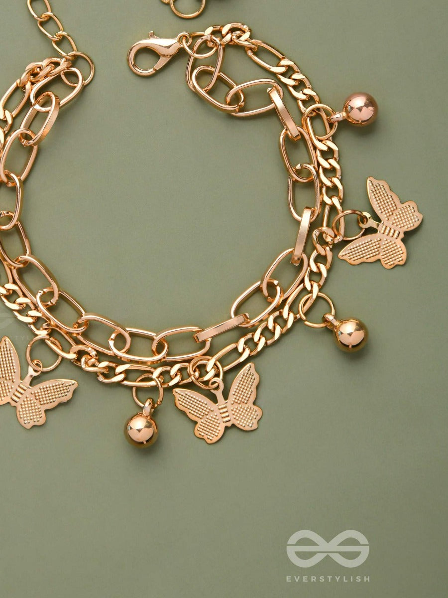 Whispering Butterfly - Golden Multilayered Bracelet