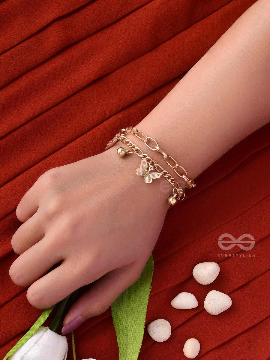Whispering Butterfly - Golden Multilayered Bracelet
