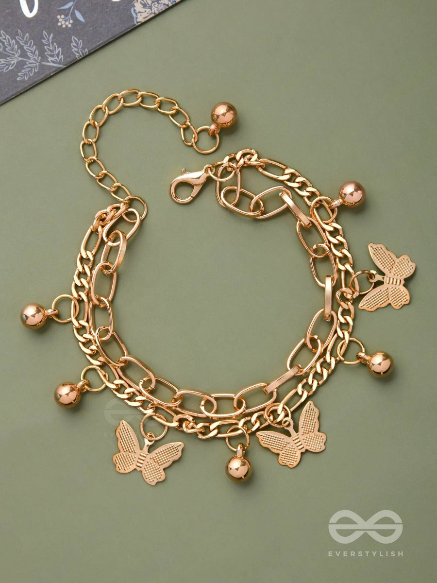 Whispering Butterfly - Golden Multilayered Bracelet