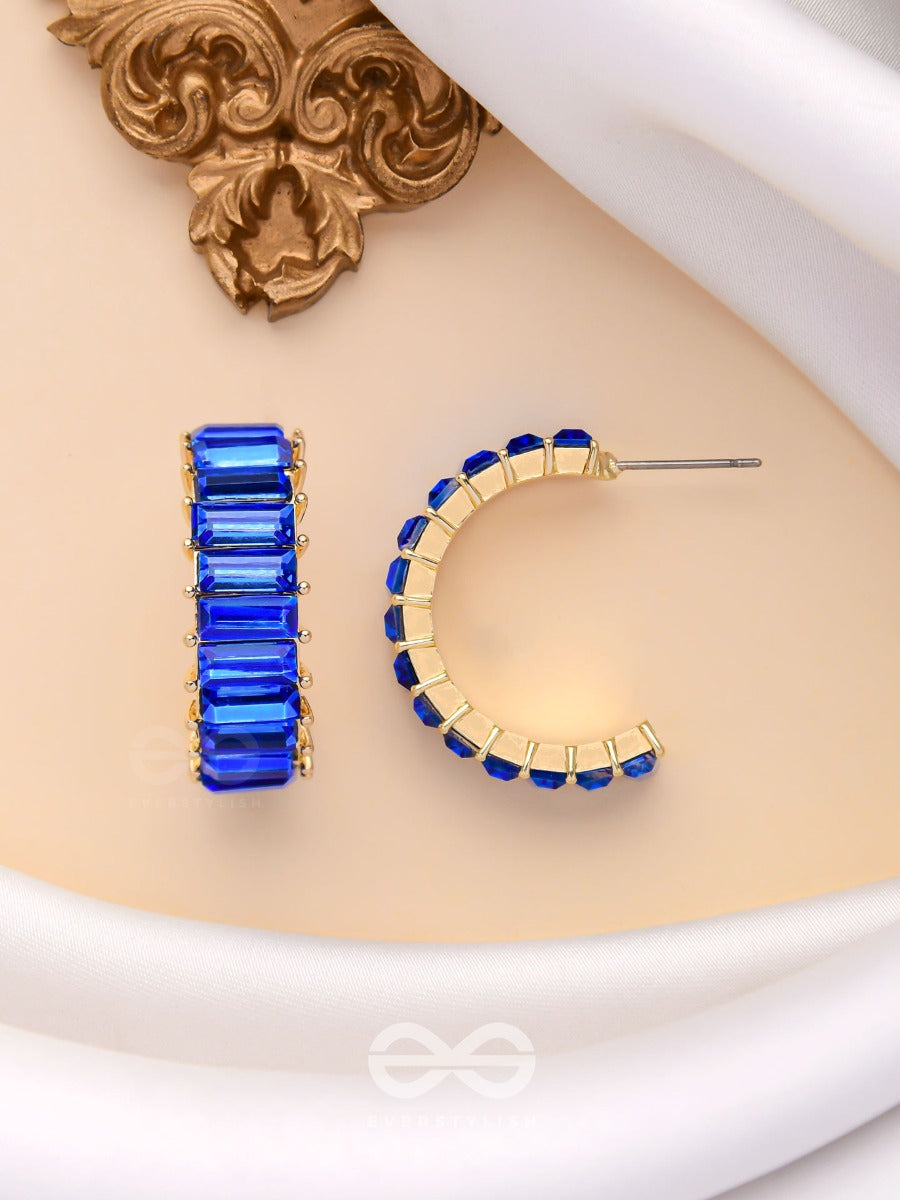 Crystal Galaxies - Golden Embellished Earrings (Blue)