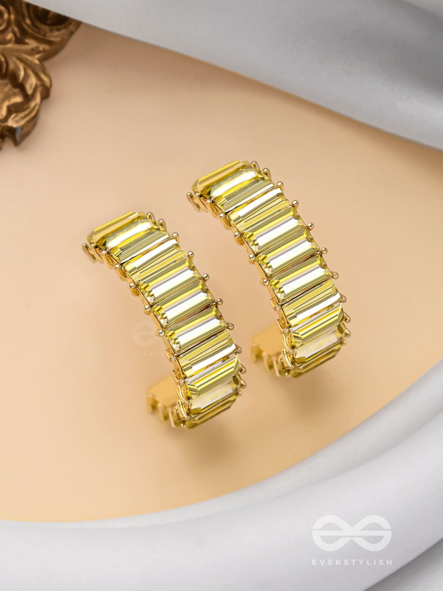 Crystal Galaxies - Golden Embellished Earrings (Golden)