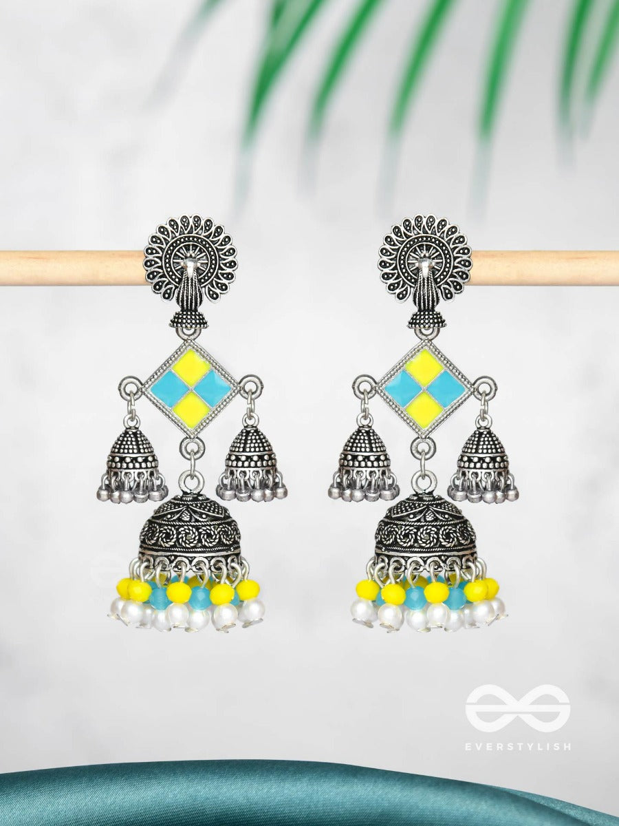 Mellow Yellow Skies - Embellished Oxidised Earrings